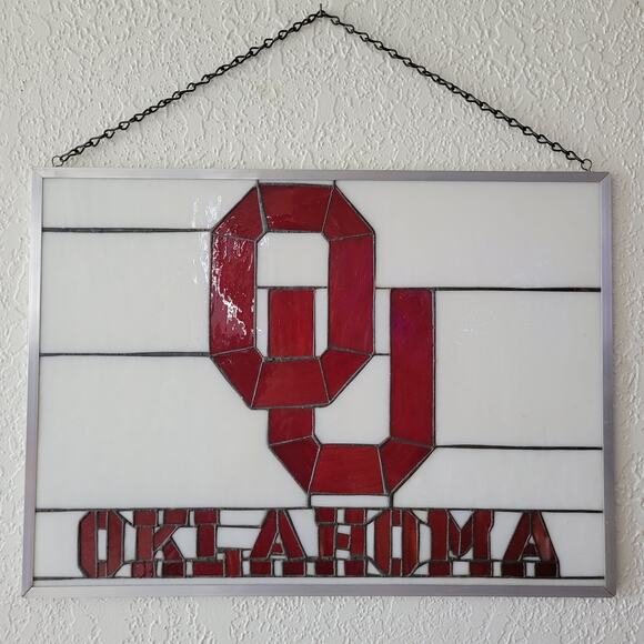 VTG University of Oklahoma OU Sooners Stained Glass Hanging Panel Aluminum 22x16 - Picture 13 of 14
